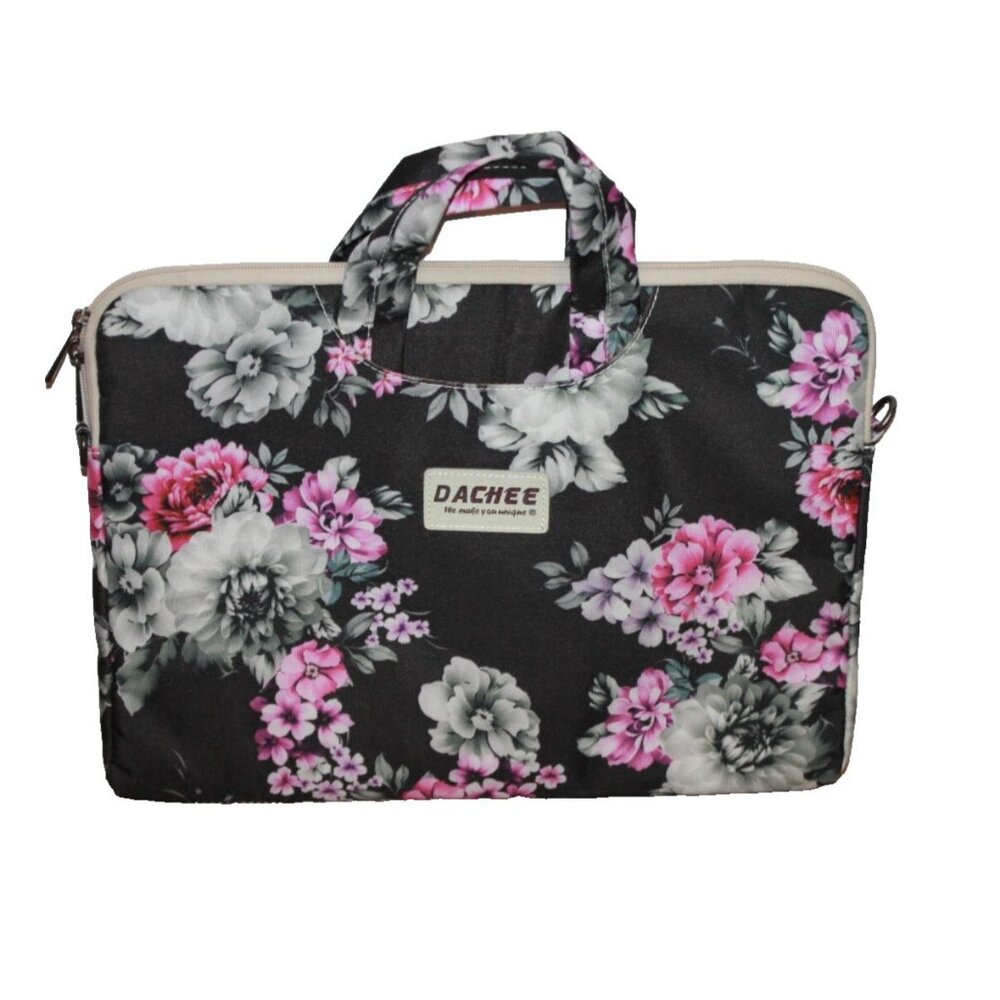 Dachee PC Case 15.5x11.5 Notebook Waterproof Black Pink Purple Floral NWOT